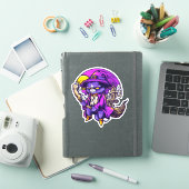 空飛ぶ子猫の魔女イラスト シール (iPadカバー)