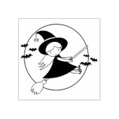 空飛ぶ小女の魔女アートスタンプ ラバースタンプ (インプリント)