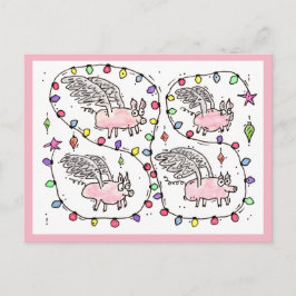 「空飛ぶ未来のベーコン」ホリデー ポストカード