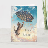 空飛ぶ猫と傘 カード (正面)