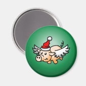 空飛ぶ素敵なクリスマスブタ マグネット (正面/裏面)
