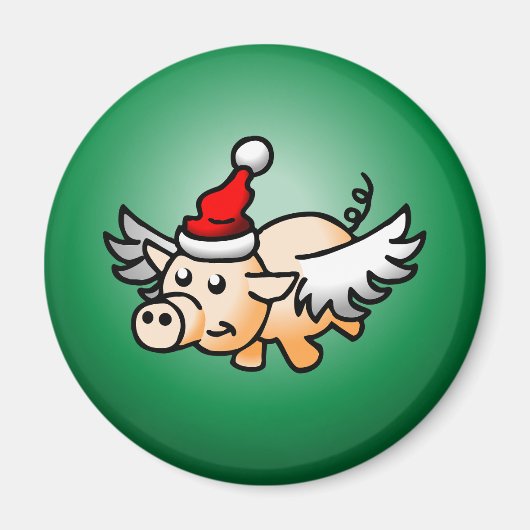 空飛ぶ素敵なクリスマスブタ マグネット (正面)