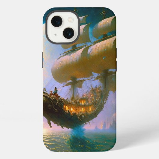 空飛ぶ船の幻想芸術 iPhoneケース (裏面)