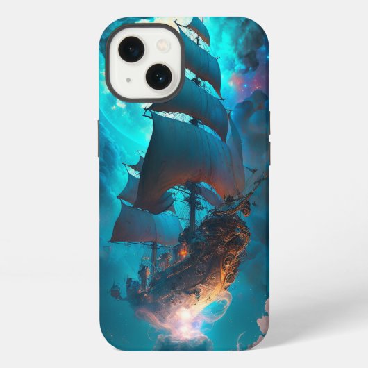空飛ぶ船の幻想芸術 iPhoneケース (裏面)