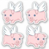 空飛ぶ豚のキャラクター - 羽根の付いた愛らしい子豚 4枚セット シール (正面)