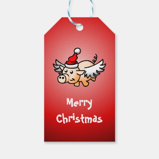 空飛ぶ豚のクリスマスギフトタグ ギフトタグ (正面)