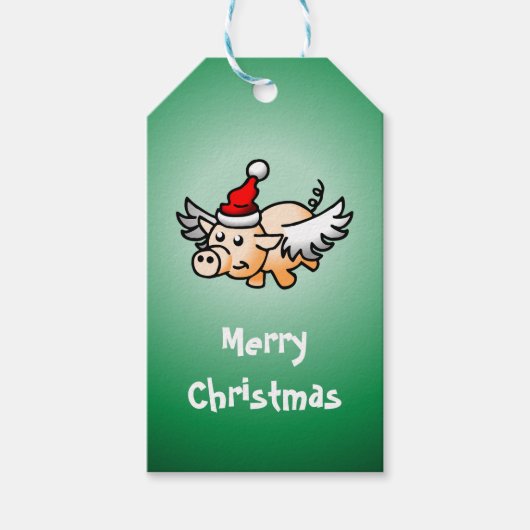 空飛ぶ豚のクリスマスギフトタグ ギフトタグ (正面)