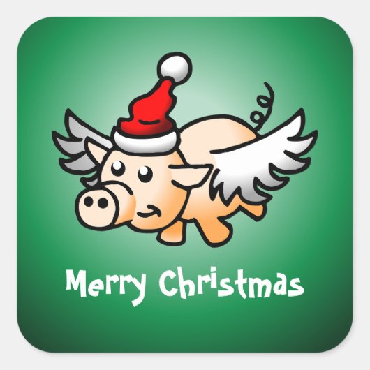 空飛ぶ豚のクリスマスクラシックスクエアステッカー スクエアシール (正面)