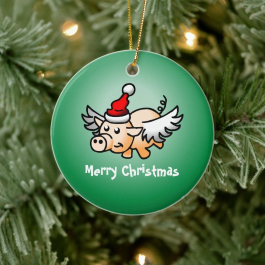 空飛ぶ豚のクリスマス陶器オーナメント セラミックオーナメント (ツリー)