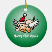 空飛ぶ豚のクリスマス陶器オーナメント セラミックオーナメント (正面)