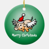 空飛ぶ豚のクリスマス陶器オーナメント セラミックオーナメント (裏面)