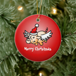 空飛ぶ豚のクリスマス陶器オーナメント セラミックオーナメント