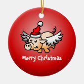 空飛ぶ豚のクリスマス陶器オーナメント セラミックオーナメント (正面)