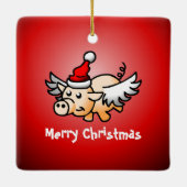 空飛ぶ豚のクリスマス陶器オーナメント セラミックオーナメント (裏面)