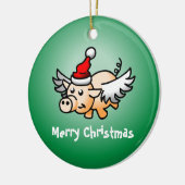 空飛ぶ豚のクリスマス陶器オーナメント セラミックオーナメント (左)