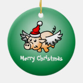 空飛ぶ豚のクリスマス陶器オーナメント セラミックオーナメント (裏面)