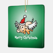 空飛ぶ豚のクリスマス陶器オーナメント セラミックオーナメント (左)