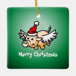 空飛ぶ豚のクリスマス陶器オーナメント セラミックオーナメント