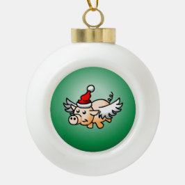 空飛ぶ豚のクリスマス セラミックボール オーナメント