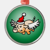 空飛ぶ豚のクリスマス メタルオーナメント (正面)
