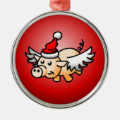 空飛ぶ豚のクリスマス メタルオーナメント (正面)