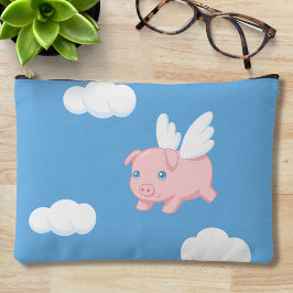 空飛ぶ豚 - 羽のあるかわいい子豚 アクセサリーポーチ