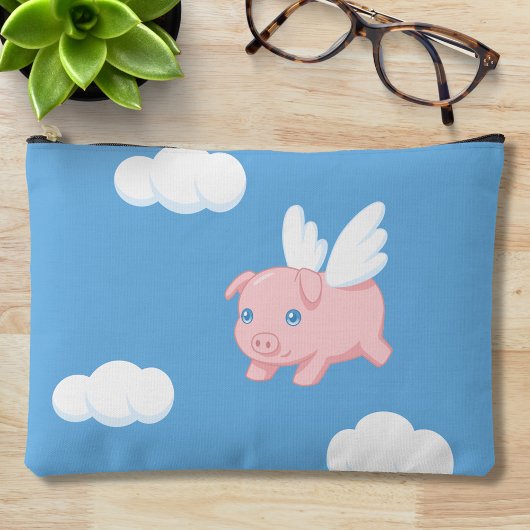 空飛ぶ豚 - 羽のあるかわいい子豚 アクセサリーポーチ
