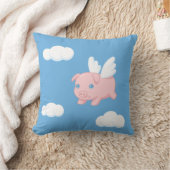 空飛ぶ豚 - 羽を持つかわいい子豚 クッション (ブランケット)