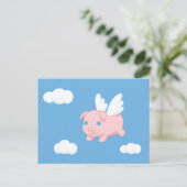 空飛ぶ豚 - 羽を持つかわいい子豚 ポストカード (スタンド正面)