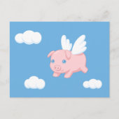 空飛ぶ豚 - 羽を持つかわいい子豚 ポストカード (正面)