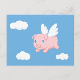 空飛ぶ豚 - 羽を持つかわいい子豚 ポストカード
