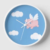 空飛ぶ豚 - 羽根が生えたかわいい子豚 壁時計 (正面)