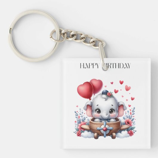 空飛ぶ象の誕生日 キーホルダー (正面)