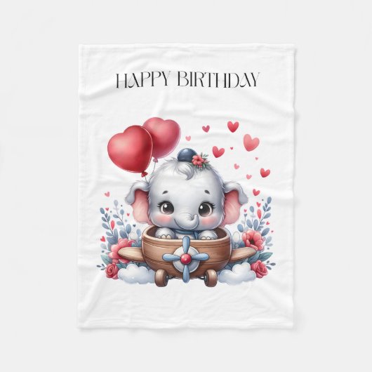 空飛ぶ象の誕生日 フリースブランケット (正面)