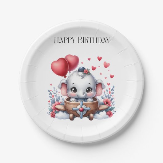 空飛ぶ象の誕生日 ペーパープレート (正面)