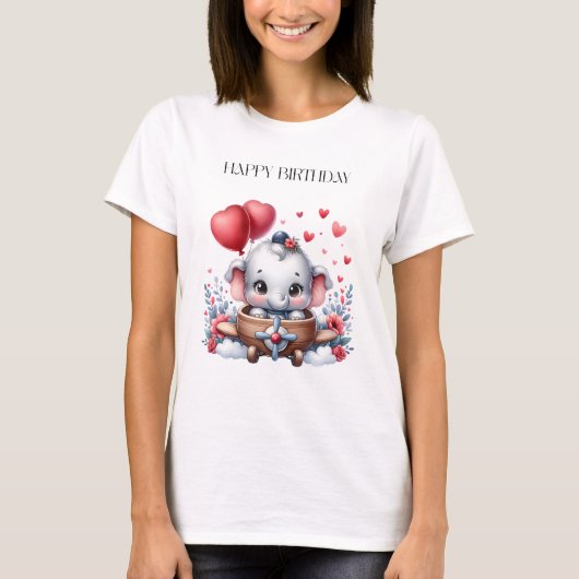 空飛ぶ象の誕生日 Tシャツ (正面)