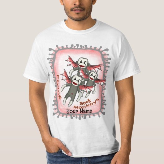 空飛ぶ靴下のサル Tシャツ (正面)