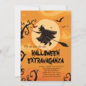 空飛ぶ魔女のハロウィンパーティー招待状 招待状 (正面)