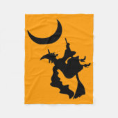 空飛ぶ魔女のハロウィン シルエット フリースブランケット (正面)