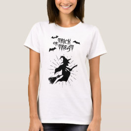 空飛ぶ魔女のハロウィン Trick or Treat Tシャツ