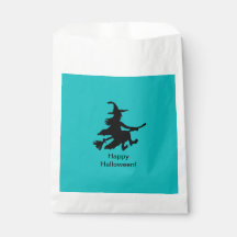 空飛ぶ魔女 - 水色 - ハッピーハロウィン - パーティーグッズ袋