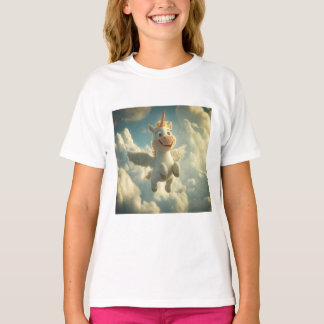空飛ぶ3Dユニコーン Tシャツ