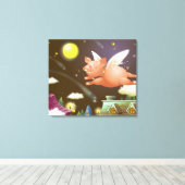 空飛んでいるに豚 キャンバスプリント (インサイチュ (ウッドフロア))