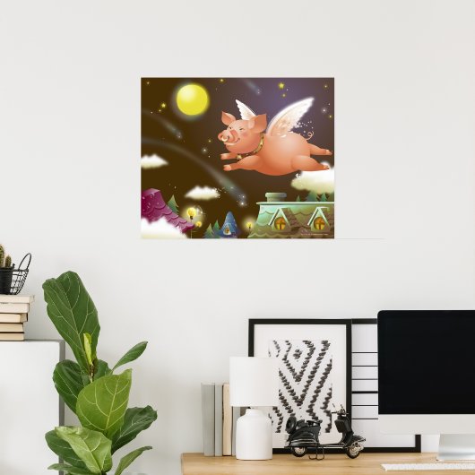 空飛んでいるに豚 ポスター (ホームオフィス)