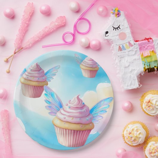 空飛んでいるのカップケーキ ペーパープレート (パーティー)