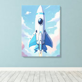 空飛んでいるの宇宙船 キャンバスプリント (インサイチュ (ウッドフロア))