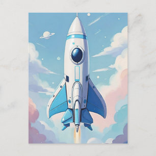 空飛んでいるの宇宙船 ポストカード