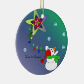 空飛んでいるの雪だるま セラミックオーナメント (右)