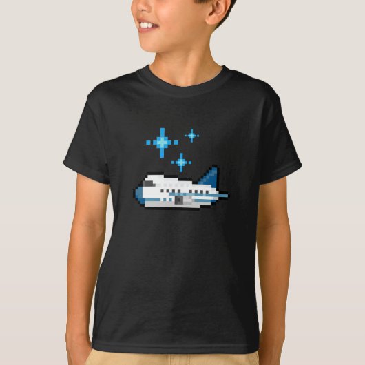 空飛んでいるの飛行機、かわいい、ピクセクールルアート Tシャツ (正面)