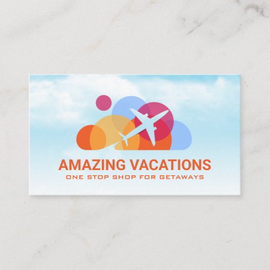 空飛んでいるの飛行機 名刺 (正面)